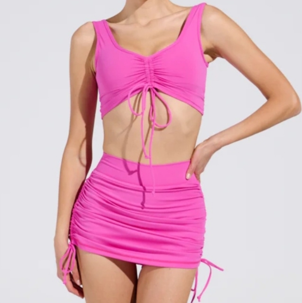 Paxton Pink Ruched Tank & Skirt Set